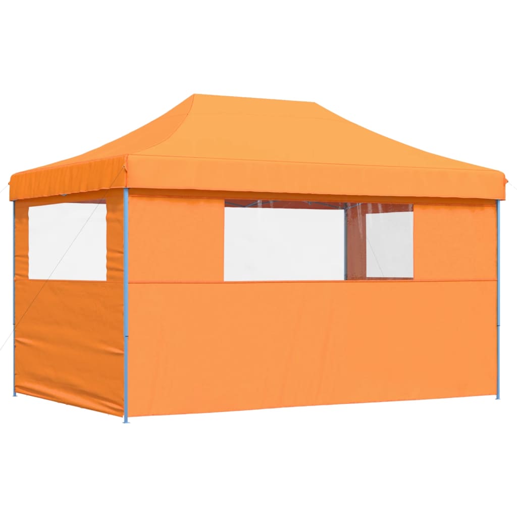 Tente de fête pop-up pliable avec 3 panneaux latéraux orange