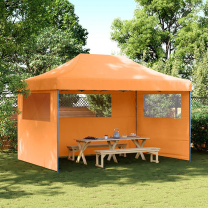 Tente de fête pop-up pliable avec 3 panneaux latéraux orange