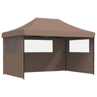 Tente de fête pop-up pliable avec 3 panneaux latéraux marron