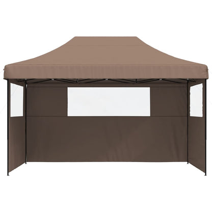 Tente de fête pop-up pliable avec 3 panneaux latéraux marron