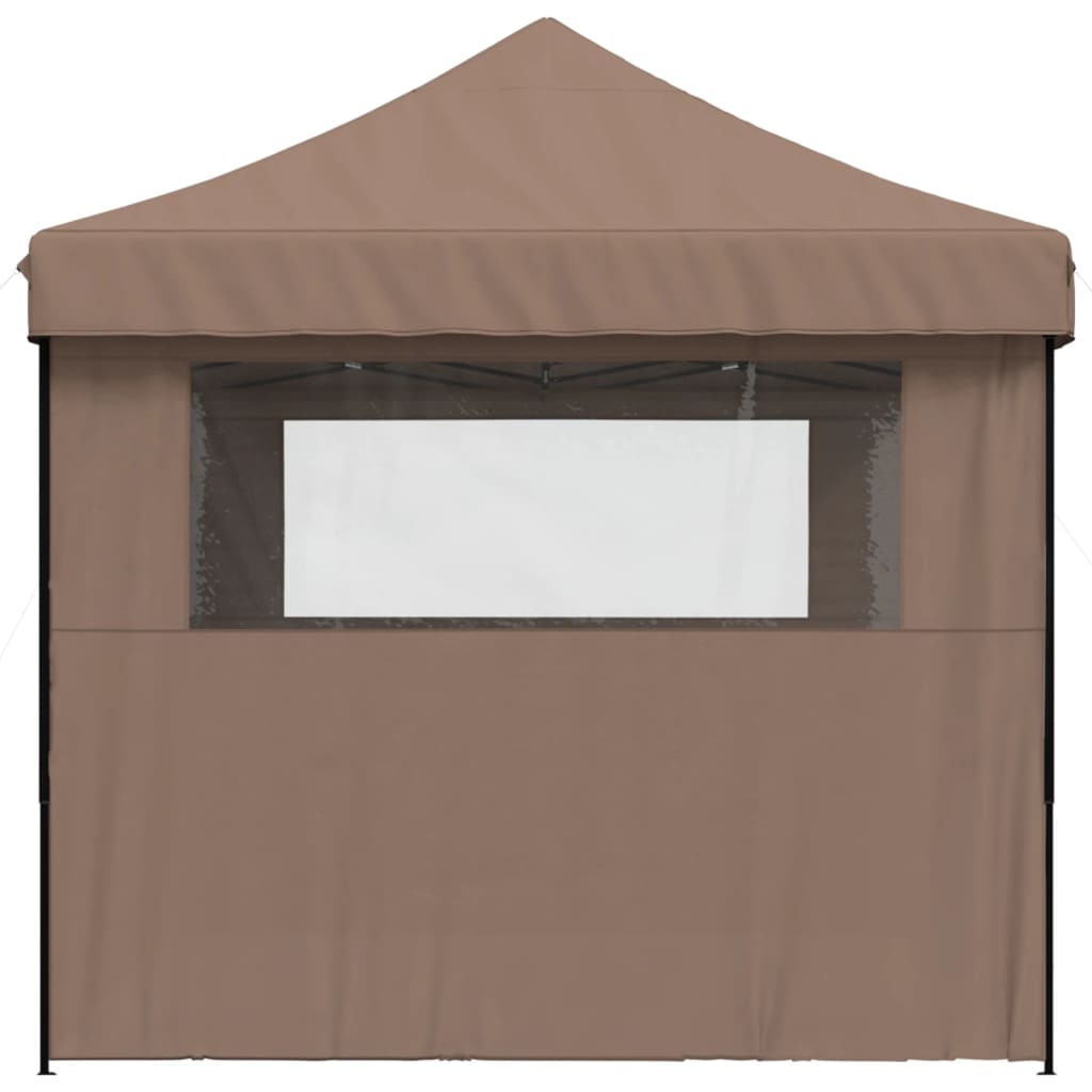 Tente de fête pop-up pliable avec 3 panneaux latéraux marron