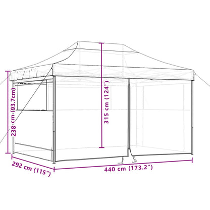 Carpa para fiestas pop-up plegable con 4 paneles laterales naranja