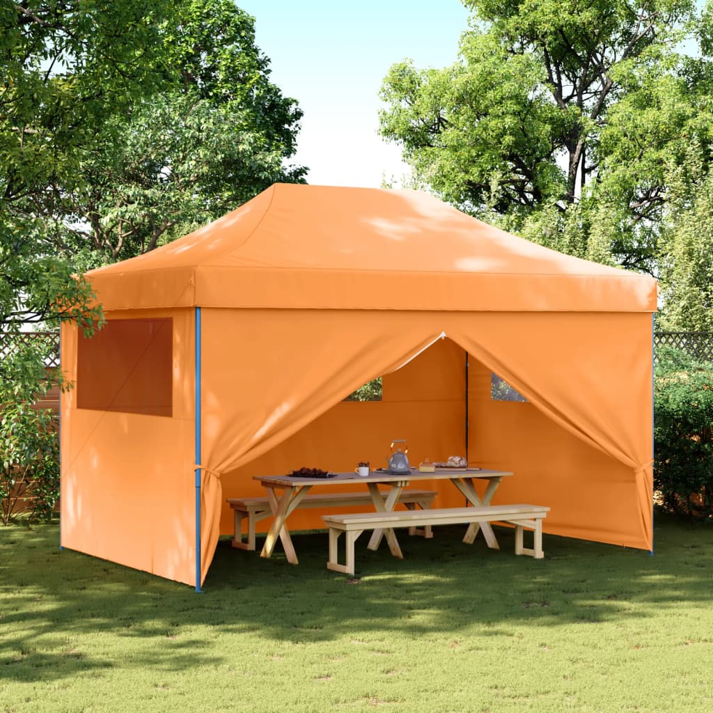 Carpa para fiestas pop-up plegable con 4 paneles laterales naranja