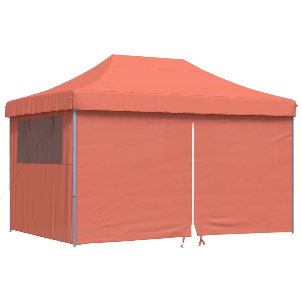 Tente de fête pop-up pliable avec 4 panneaux latéraux rouge terre cuite