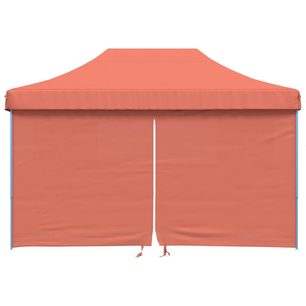 Tente de fête pop-up pliable avec 4 panneaux latéraux rouge terre cuite