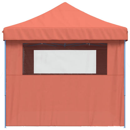 Tente de fête pop-up pliable avec 4 panneaux latéraux rouge terre cuite