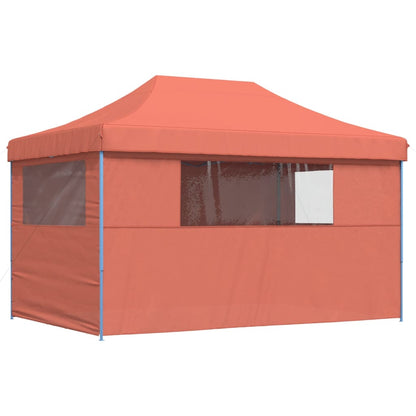 Tente de fête pop-up pliable avec 4 panneaux latéraux rouge terre cuite