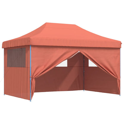 Tente de fête pop-up pliable avec 4 panneaux latéraux rouge terre cuite