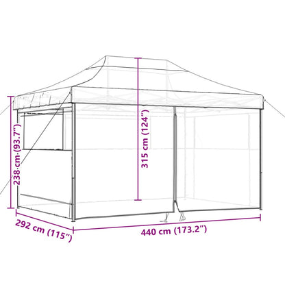 Tente de fête pop-up pliable avec 4 panneaux latéraux rouge terre cuite