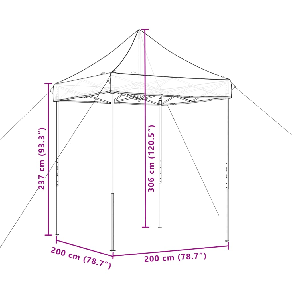 Tente de fête pliable pop-up taupe 200x200x306 cm