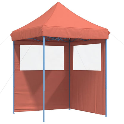 Tente de fête pop-up pliable avec 2 panneaux latéraux rouge terre cuite