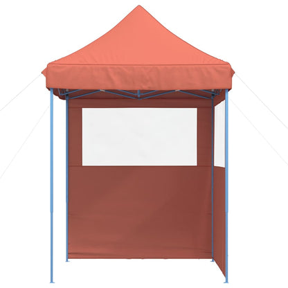 Tente de fête pop-up pliable avec 2 panneaux latéraux rouge terre cuite