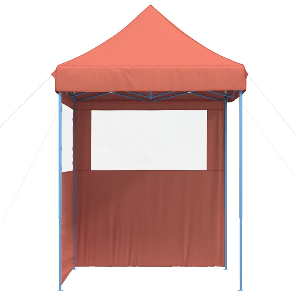 Tente de fête pop-up pliable avec 2 panneaux latéraux rouge terre cuite