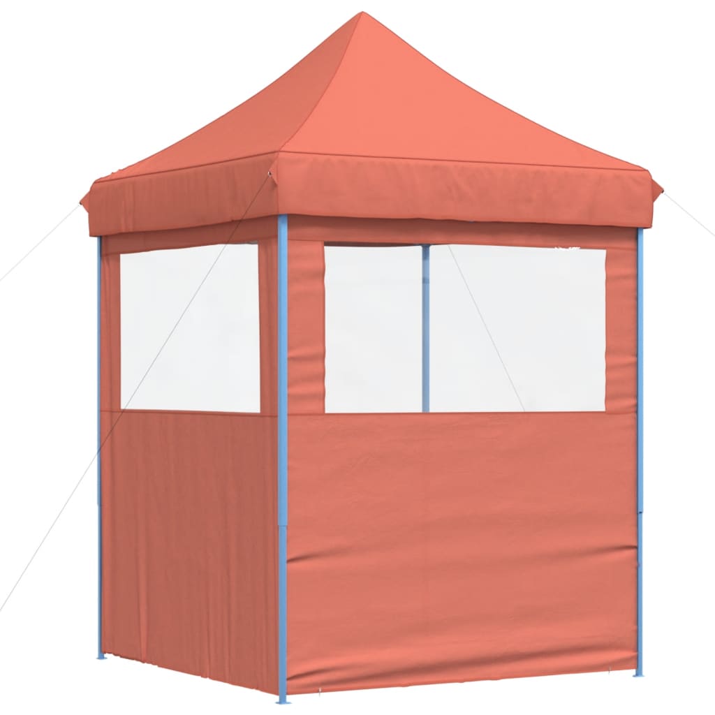 Tente de fête pop-up pliable avec 2 panneaux latéraux rouge terre cuite