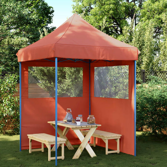 Tente de fête pop-up pliable avec 2 panneaux latéraux rouge terre cuite