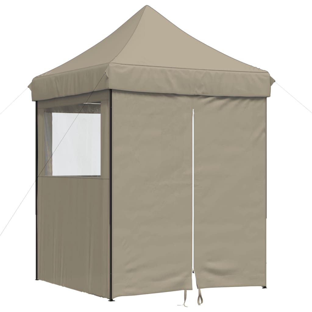 Tente de fête pop-up pliable avec 4 panneaux latéraux taupe