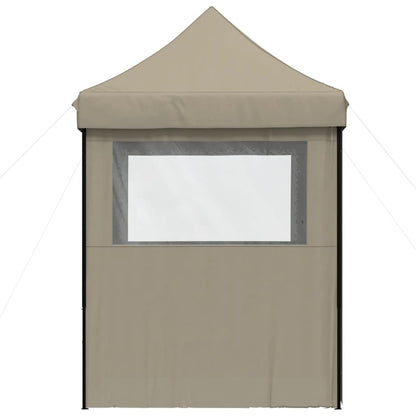 Tente de fête pop-up pliable avec 4 panneaux latéraux taupe