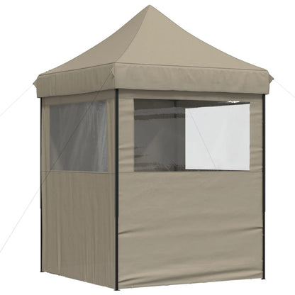 Tente de fête pop-up pliable avec 4 panneaux latéraux taupe