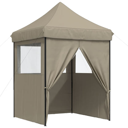 Tente de fête pop-up pliable avec 4 panneaux latéraux taupe