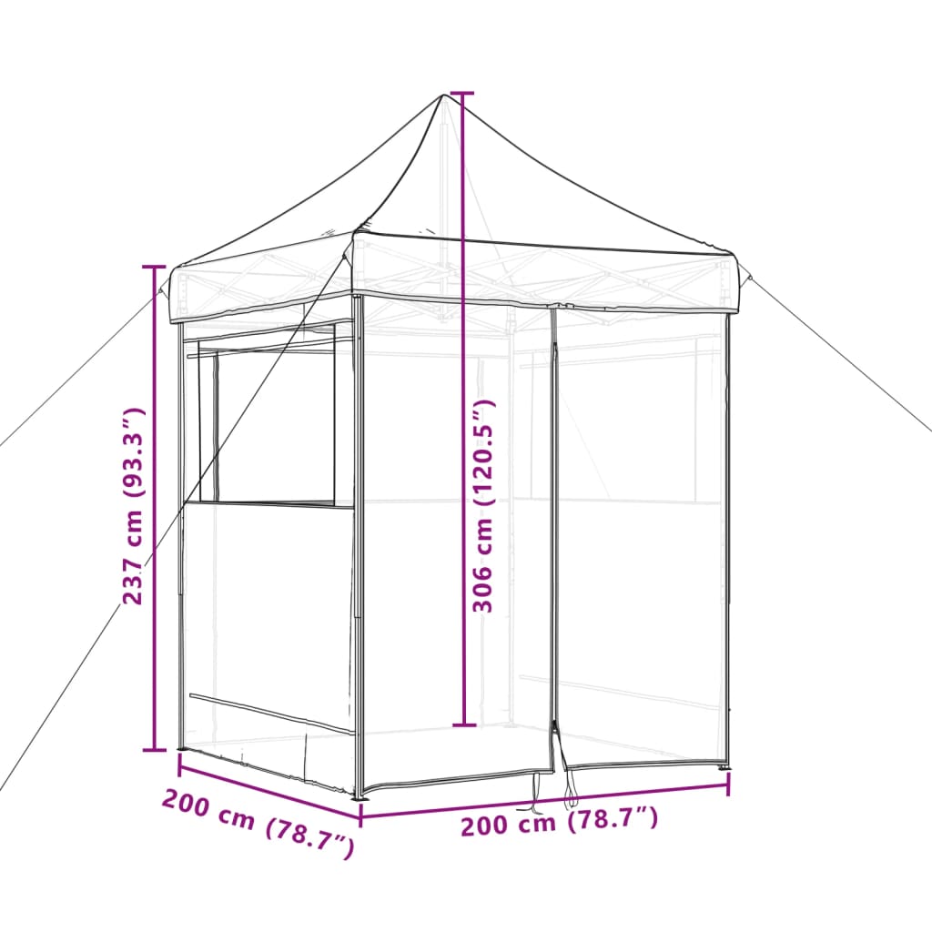 Tente de fête pop-up pliable avec 4 panneaux latéraux taupe