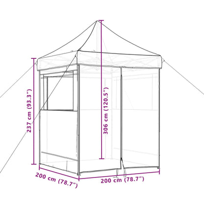 Tente de fête pop-up pliable avec 4 panneaux latéraux taupe