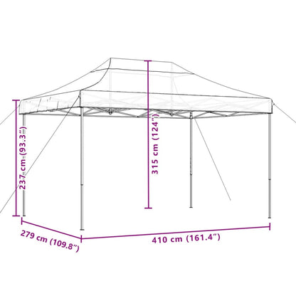 Tente de fête pliable pop-up beige 410x279x315 cm