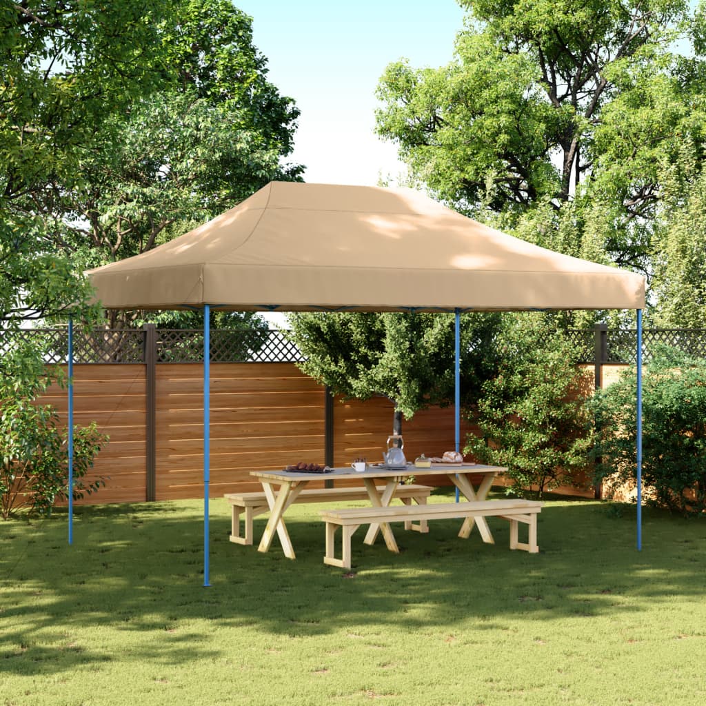 Tente de fête pliable pop-up beige 410x279x315 cm