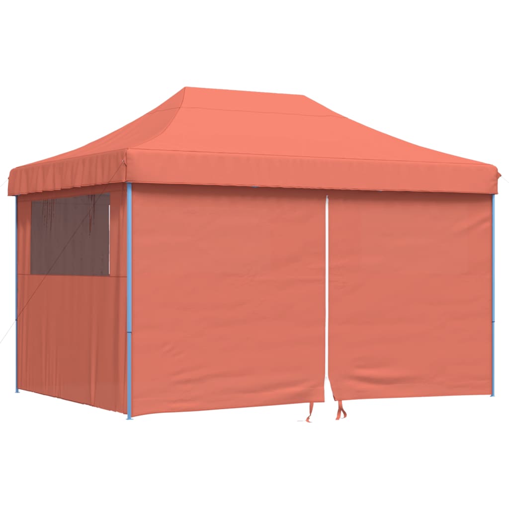 Tente de fête pop-up pliable avec 4 panneaux latéraux rouge terre cuite