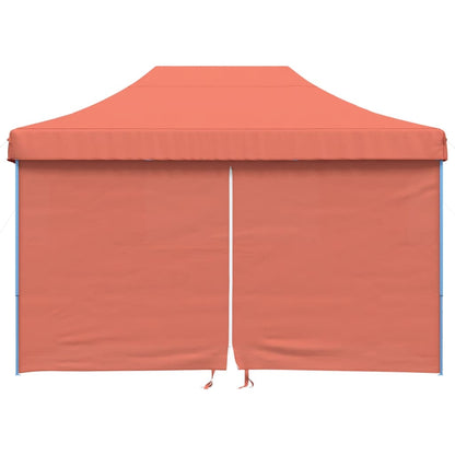 Tente de fête pop-up pliable avec 4 panneaux latéraux rouge terre cuite