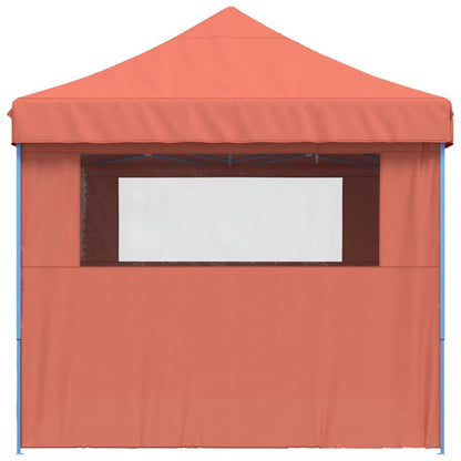 Tente de fête pop-up pliable avec 4 panneaux latéraux rouge terre cuite