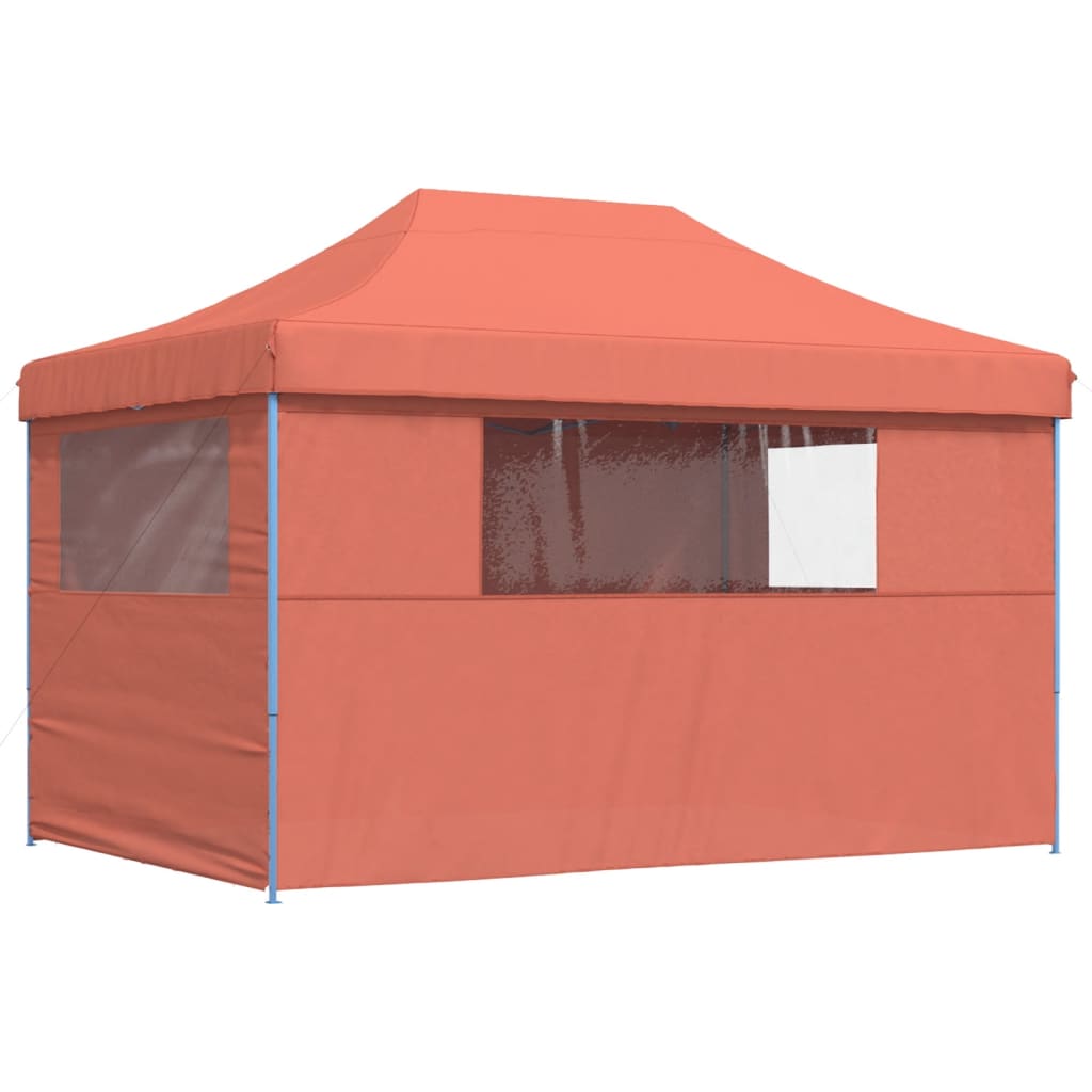 Tente de fête pop-up pliable avec 4 panneaux latéraux rouge terre cuite