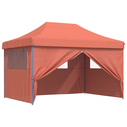 Tente de fête pop-up pliable avec 4 panneaux latéraux rouge terre cuite