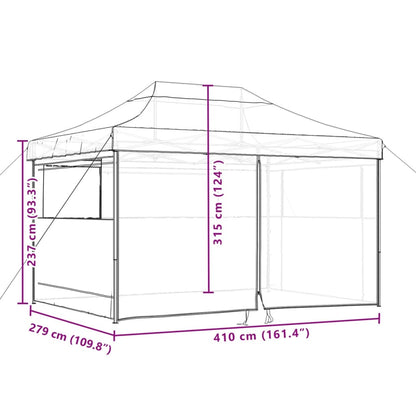 Tente de fête pop-up pliable avec 4 panneaux latéraux rouge terre cuite