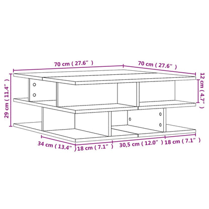 Mesa de centro roble ahumado 70x70x29 cm de madera