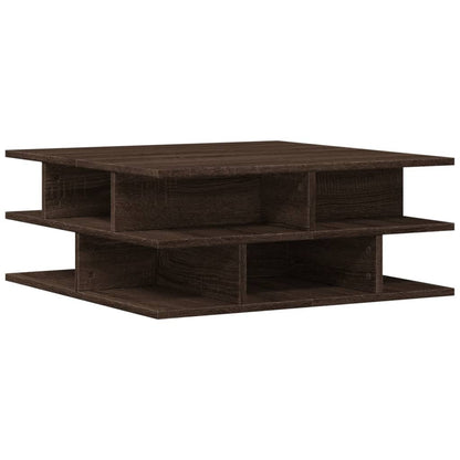 Table basse aspect chêne marron 70x70x29 cm en bois