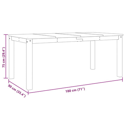 Table à manger Panama gris 180x90x75 cm bois de pin massif