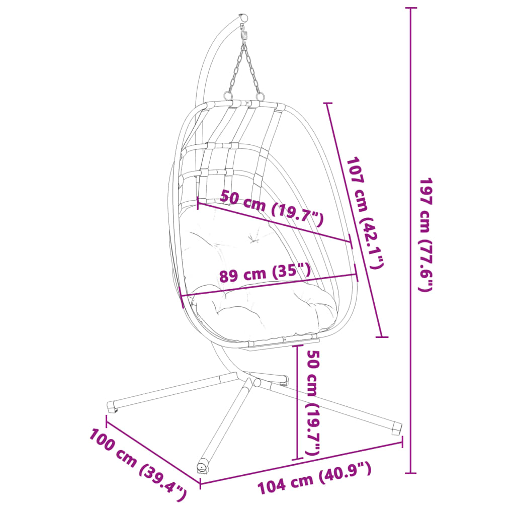 Hängesessel Ei-Design mit Ständer Anthrazit Stahl