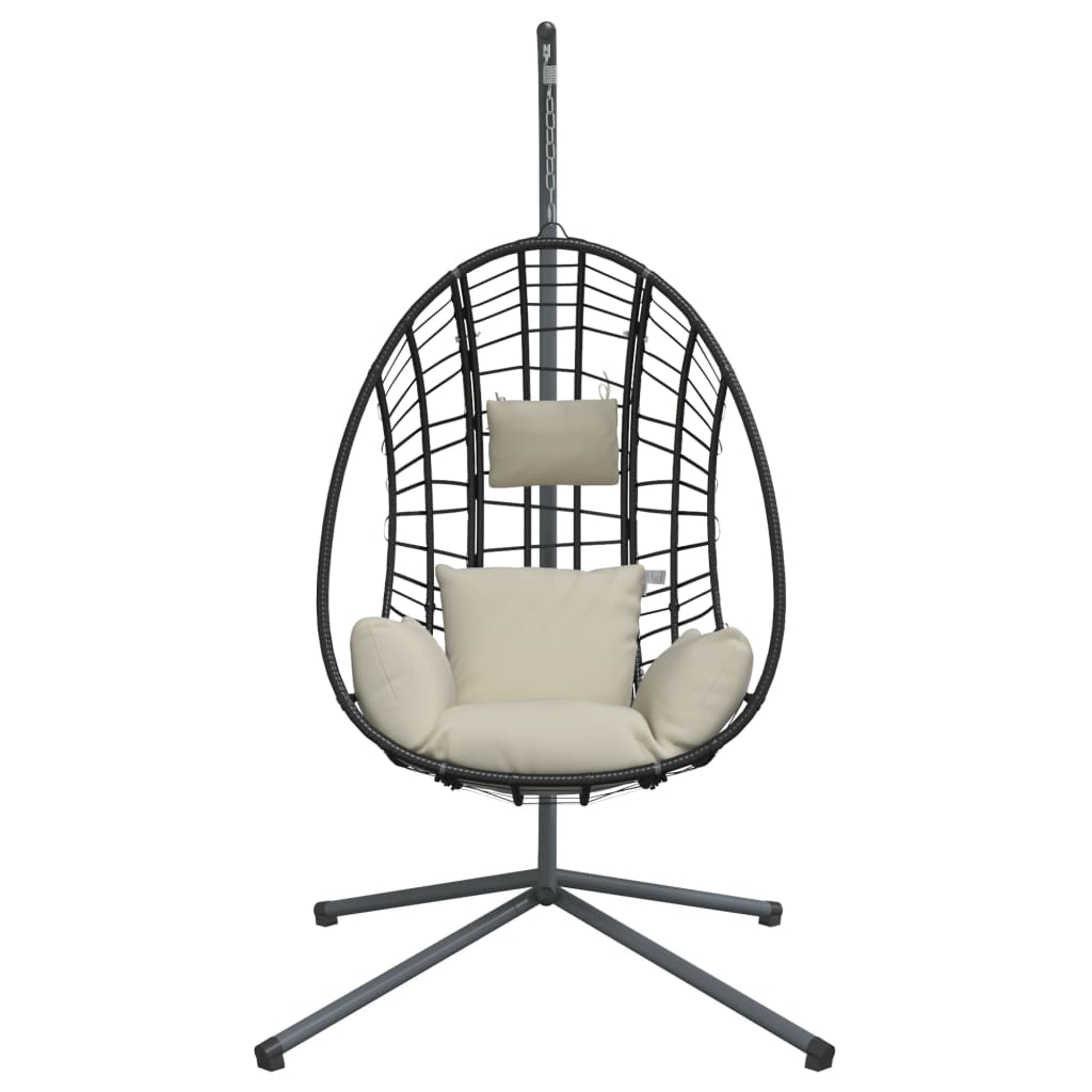 Hängesessel Ei-Design mit Ständer Beige Rattan und Stahl