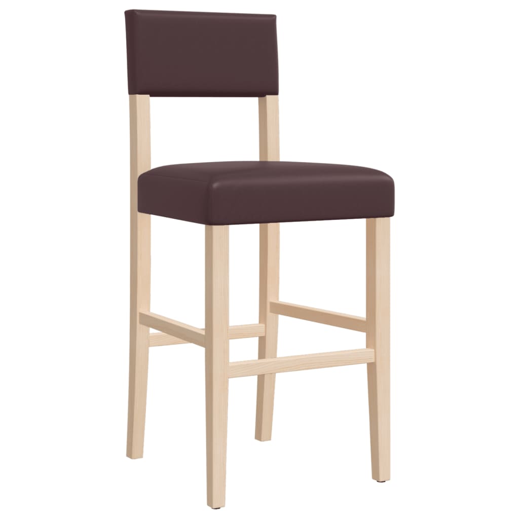 Chaises de bar 2 pcs. Bois d'hévéa massif et simili cuir