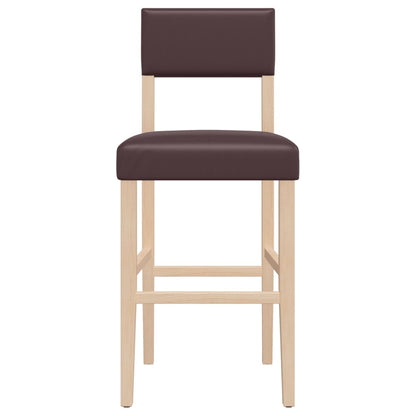 Chaises de bar 2 pcs. Bois d'hévéa massif et simili cuir