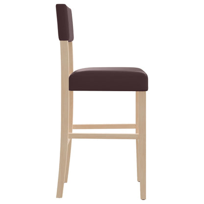 Chaises de bar 2 pcs. Bois d'hévéa massif et simili cuir