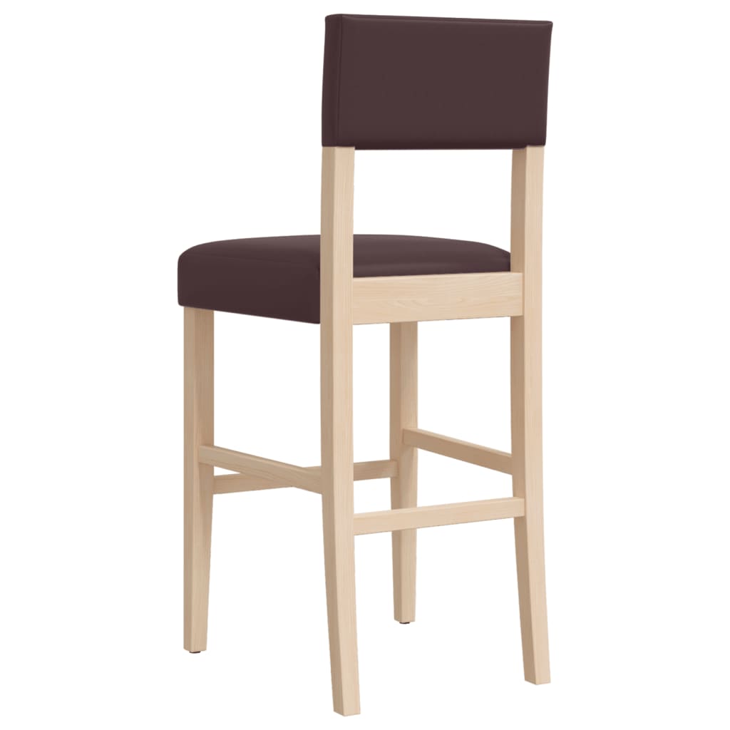 Chaises de bar 2 pcs. Bois d'hévéa massif et simili cuir