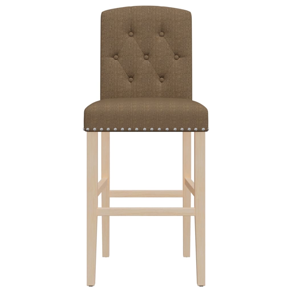 Chaises de bar 2 pcs. Bois d'hévéa massif et tissu