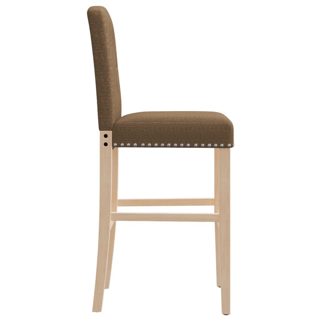 Chaises de bar 2 pcs. Bois d'hévéa massif et tissu