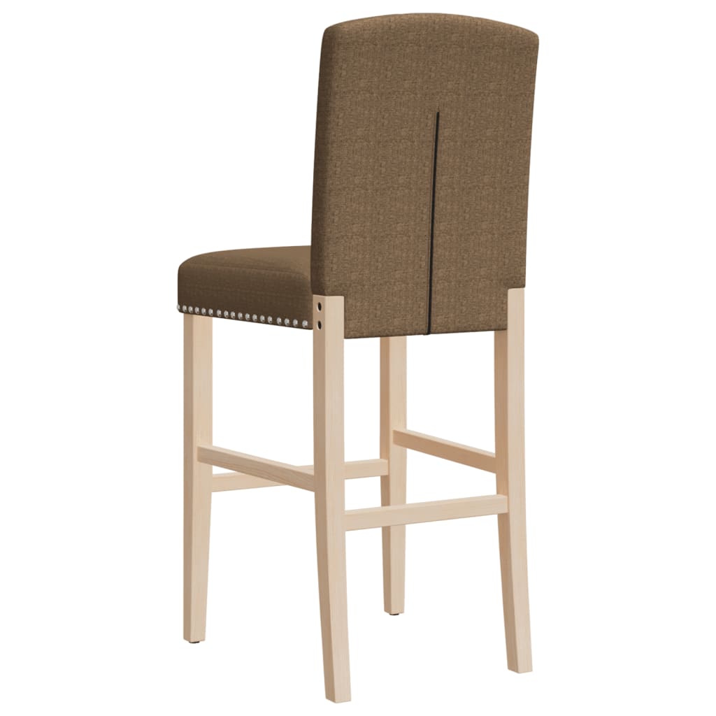 Chaises de bar 2 pcs. Bois d'hévéa massif et tissu