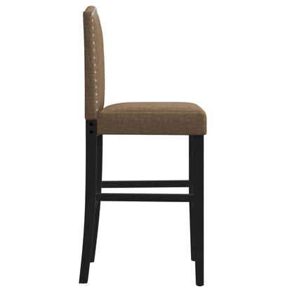 Chaises de bar 2 pcs. Bois d'hévéa massif et tissu