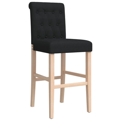 Chaises de bar 2 pcs. Bois d'hévéa massif et tissu