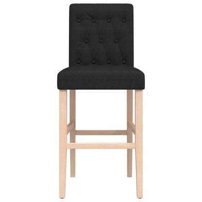 Chaises de bar 2 pcs. Bois d'hévéa massif et tissu