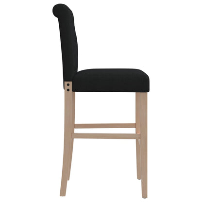 Chaises de bar 2 pcs. Bois d'hévéa massif et tissu