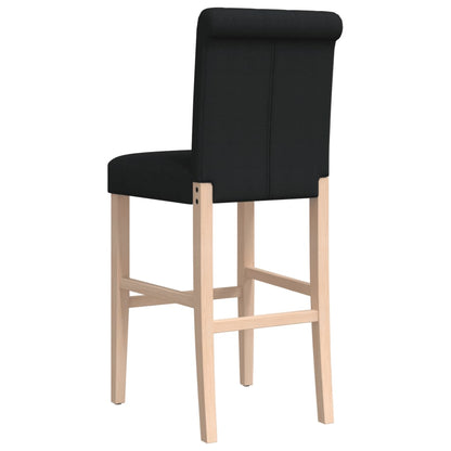 Chaises de bar 2 pcs. Bois d'hévéa massif et tissu